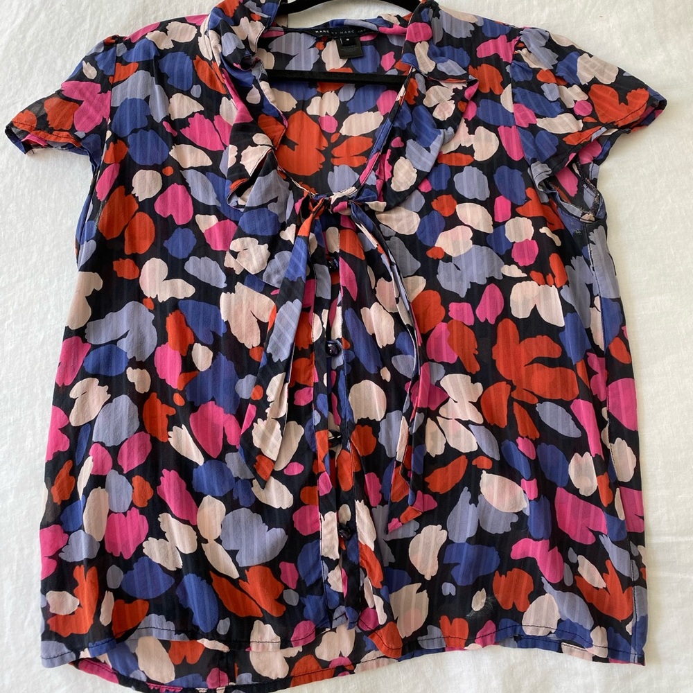 Marc by Marc Jacobs silk short sleeve blouse